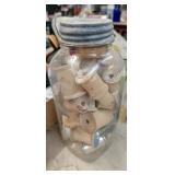 GLASS JAR WITH SPOOLS