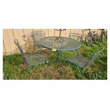 WROUGHT IRON TABLE AND CHAIRS