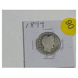 1899 BARBER QUARTER DOLLAR