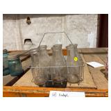GLASS MILK BOTTLES AND CARRIER