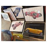 VINTAGE FRAMED CAR PICTURES