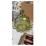 GREEN GLASS BUTTER DISH
