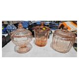 PINK CANDY DISHES LOT