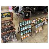 VINTAGE MOTOR OIL STAND W/ CANS