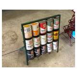 VINTAGE MOTOR OIL STAND W/ CANS