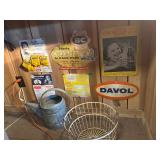 VINTAGE SIGNS / WATERING CAN /EGG BASKET