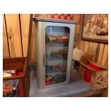DISPLAY CABINET OF VINTAGE TOY CARS