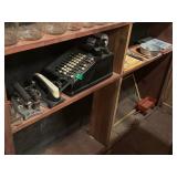 VINTAGE CASH REGISTER , IRONS , ETC