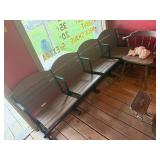 VINTAGE WOODEN CHAIR BENCH AND CHAIR