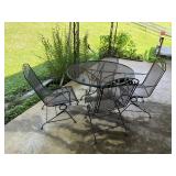 WROUGHT IRON TABLE AND CHAIR