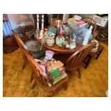 LOT OF MISC DISHES, DECOR, STOOL, ETC