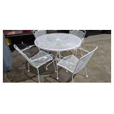 WROUGT IRON TABLE AND CHAIRS