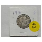 1916 BARBER QUARTER DOLLAR
