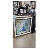 FRAMED PEACOCK PICTURE DECOR