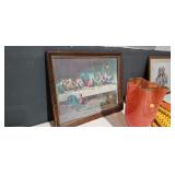 LAST SUPPER FRAMED PICTURE VINTAGE