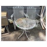 WROUGHT IRON CHAIRS AND TABLE