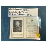 WWII GERMAN SOLDIER DEATH CARD