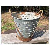VINTAGE GALVANIZED OLIVE BUCKET