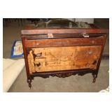 ANTIQUE DRESSER AND MIRROR, 43X43X20X36"