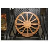WOODEN WAGON WHEEL SHELF