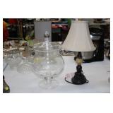 LAMP AND GLASS CENTER PIECE