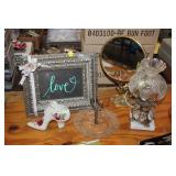 LOT OF DECOR, PRISM LAMP, ETC.