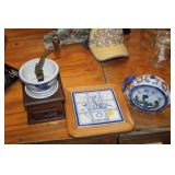 BLUE DECOR, COFFEE GRINDER, ETC.