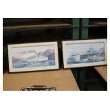 TWO SHIP PRINTS, 17X28"