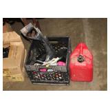 CRATE OF PAINTBALL ACCESSORIES AND GAS CAS