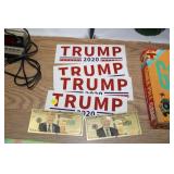 TRUMP BILLS AND BUMPER STICKERS