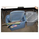 TWO TOTES WITH LIDS AND EASTER DECOR