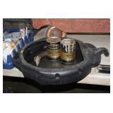 OIL DRAIN PAN AND VINTAGE TRANS FLUID CANS