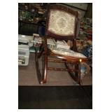 ROSE CARVED VINTAGE FOLDING SEWING ROCKER