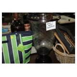 GLASS & METAL CANDLE HOLDER, 19" TALL