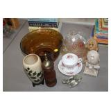 GLASS BOWL,CUP & SAUCER,DECOR