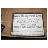 GAME MANAGEMENT AREA SIGN