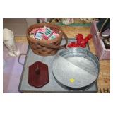 METAL TRAY,BASKET OF MATCHES,ROOSTER HANGER