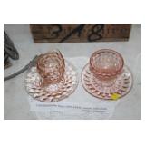 JEANNETTE GLASS SAUCER,PLATE,SHERBERT & CREAMER