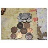 COIN BELT BUCKLE & FOREIGN COINS