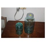 2 BLUE BALL JARS