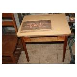 SCHOOL DESK & WOODEN SIGN