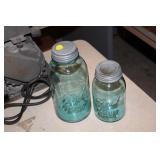 2 BLUE BALL JARS
