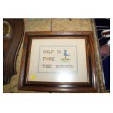 FRAMED GOLF SIGN, 10X13