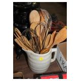 CROCK PITCHER & KITCHEN UTENSILS