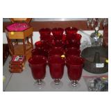 SET OF RED STEMMED GLASSES
