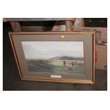 FRAMED GOLFING PRINT, 30X22