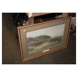 FRAMED GOLFING PRINT, 30X22