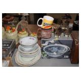 LOT OF ANTIQUE CAR GLASSES,MUGS,ETC