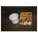 TACKLE BOX & ENAMEL POT