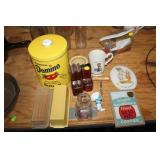 VARIOUS ADVERTISING ITEMS,BUTTER DISHES,ETC